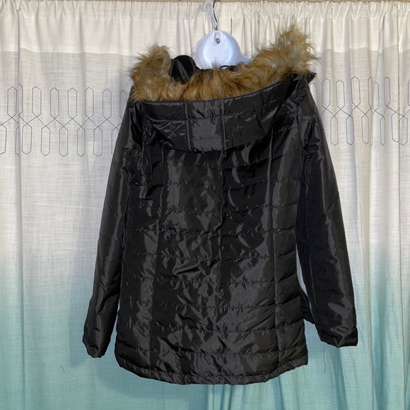 Midnight Puffy Winter Coat W/Pockets & Fur Hood L - Picture 13 of 16